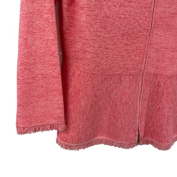 Carlisle Collection Peplum Hem Fringe Trim Pink Zip Up Front Jacket Small - Picture 2 of 7